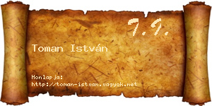Toman István névjegykártya